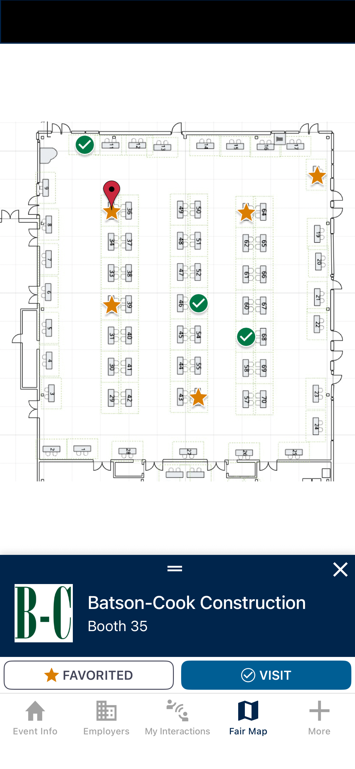 CF+ interactive floor map screen